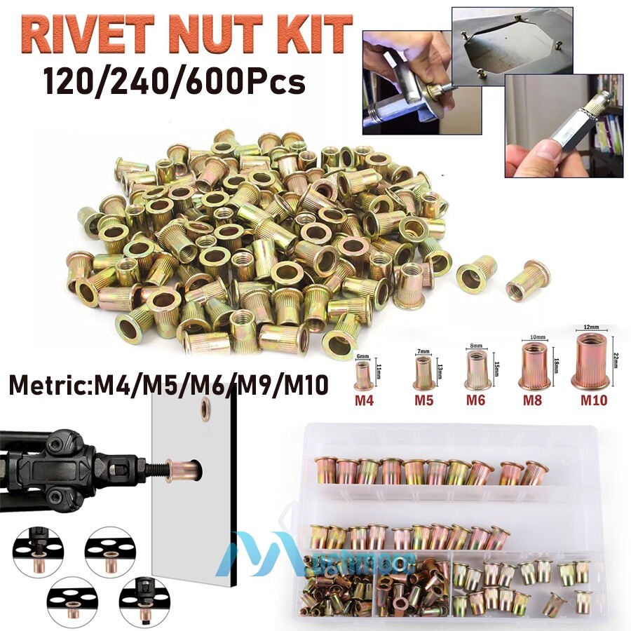 120/240/600 Rivet Nut Kit Rivnut Nutsert Assort Nut Setter Thread Setting Tool