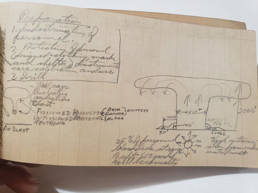 RARE 1947 NAVY OFFICERS NUCLEAR ATOMIC BOMB EXPLOSION SHIP TRAINING NOTEBOOK