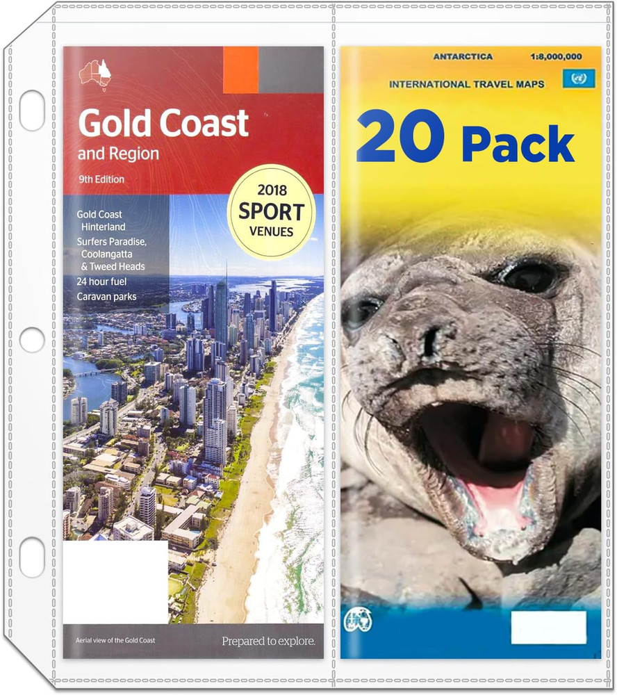 2-Pocket Folded Map Sleeves, Brochure Holder, Protector, 4.5" x 11" Clear
