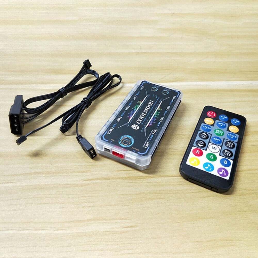 For PC Case Fan Cooling Cooler Adapter LED RGB Lamp Controller+Remote Control