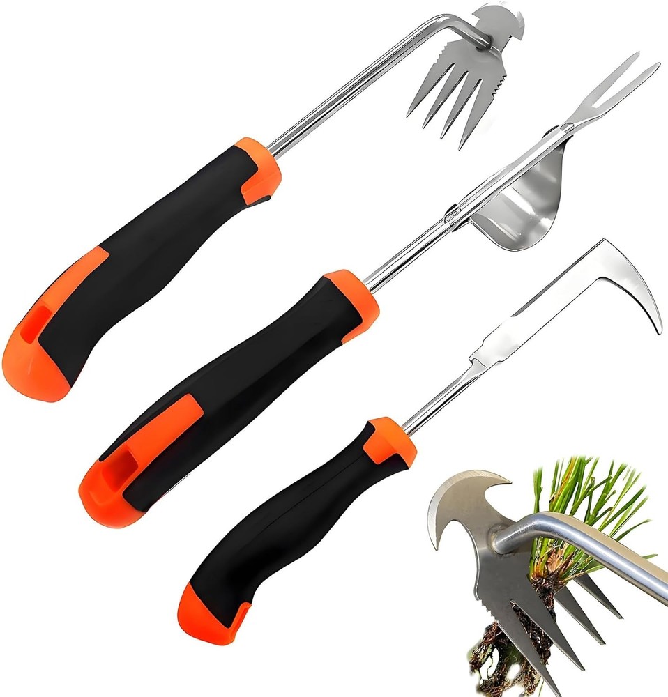 Weed Puller Tool, 3 Pack Hand Weeder Tool, Stainless Steel Dandelion Remover for