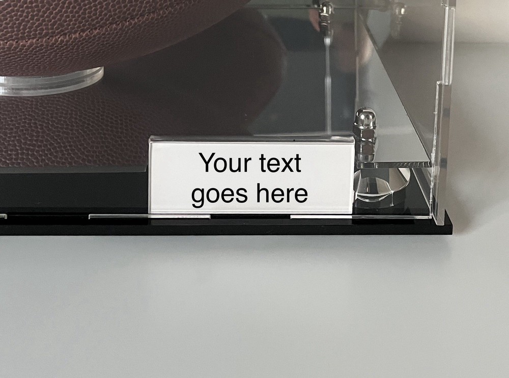 Acrylic Football Display Case with Back Mirror, Silver Cone Risers & Mirror Base