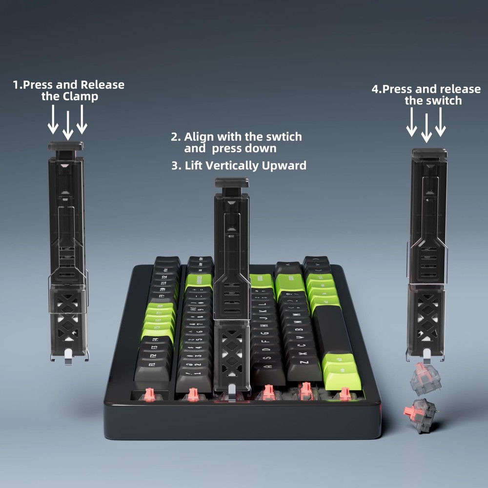 FunHub Translucent 2-in-1 Switch Puller Keycap for One Size, Black