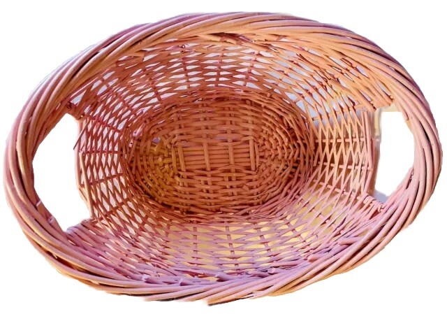 Oval Willow Pink Basket Wicker Easter Woven Tabletop Fruit Kitchen Decorative XL