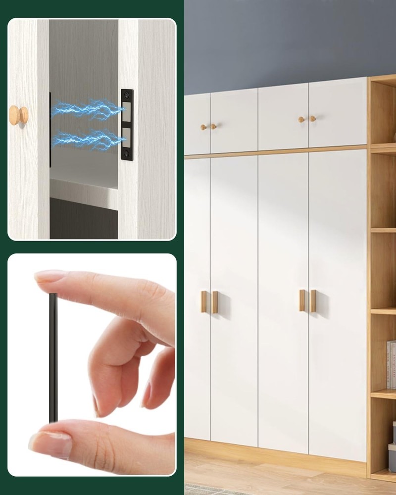 Ultra-Thin Magnetic Door Latch - 12 Pack Cabinets & Closets Closure Solution