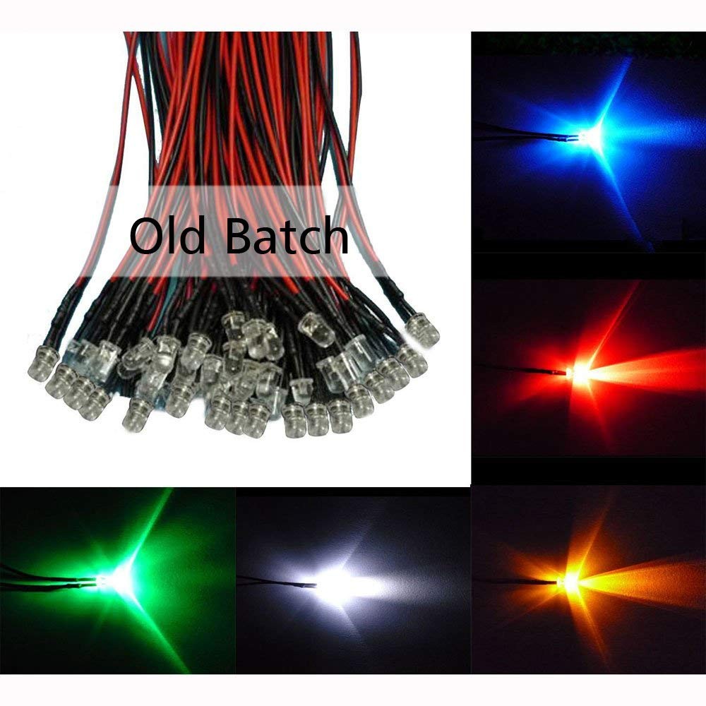50pcs Mixed Colour 5mm LEDs Pre Wired Light 12V 20cm Bulb