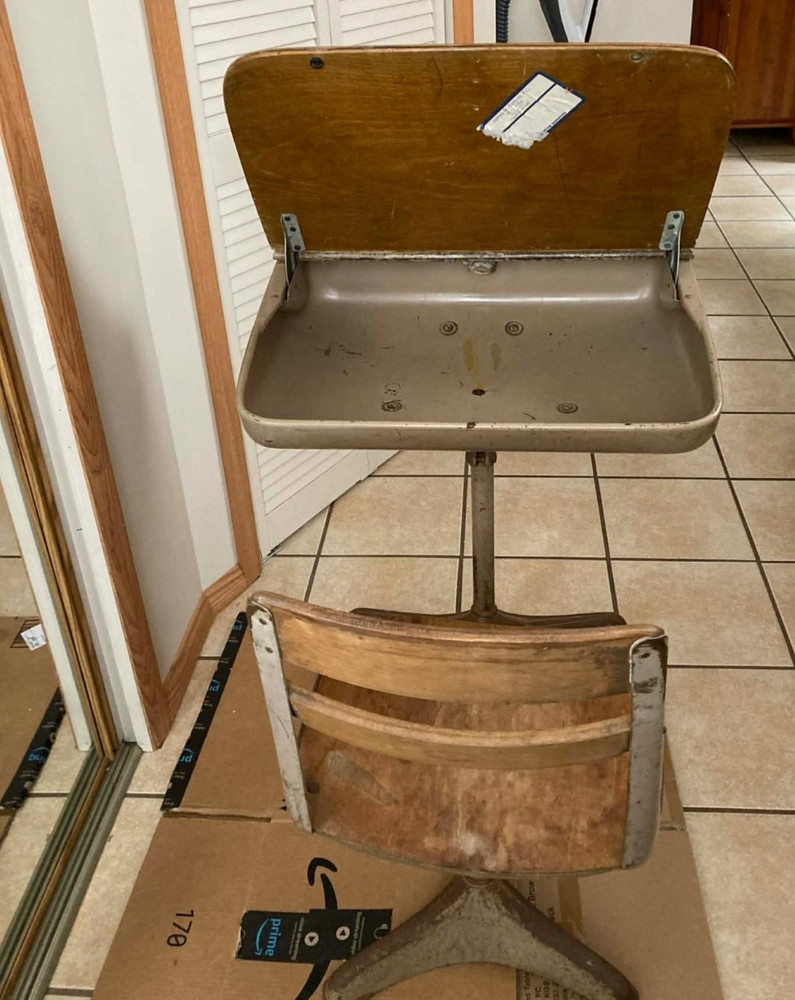 school desk with attached chair
