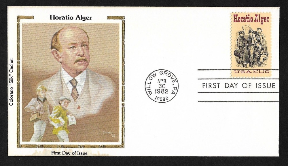 #2010  20c Horatio Alger - Colorano "Silk" FDC