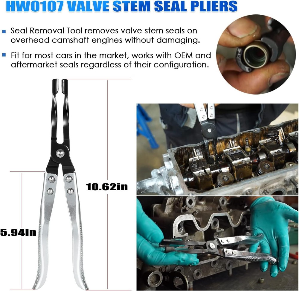 66784 Stud Mount Spring Compressor Tool & HW0107 Stem Seal Pliers & 19700 Hose