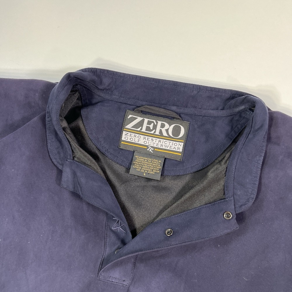 Zero Restriction Jacket Large Navy Blue Golfer Windbreaker Packable Pullover