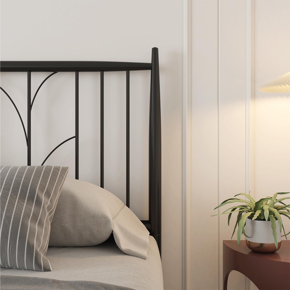 Full Size Metal Platform Bed Frame with Foundation Headboard Heavy Duty