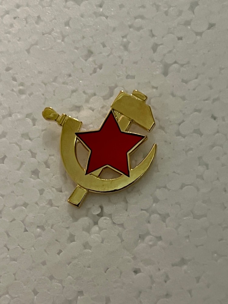 RED STAR HAMMER AND SICKLE HAT PIN