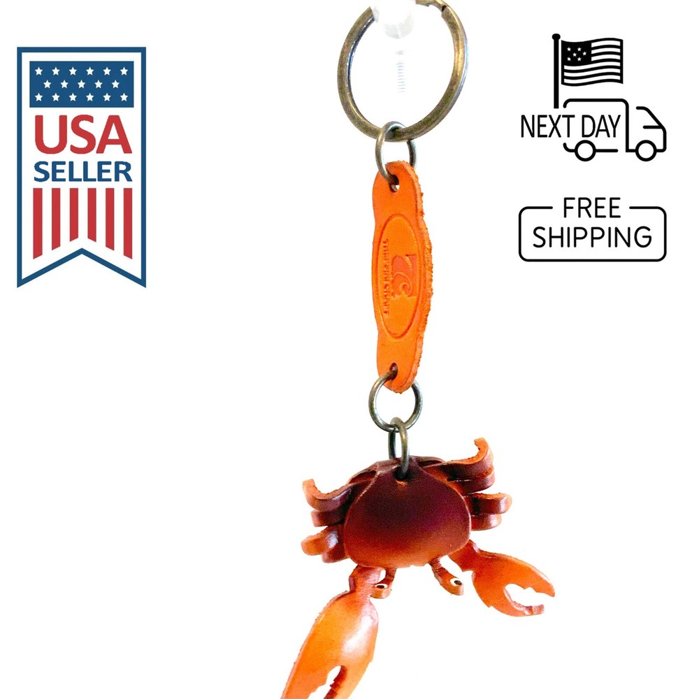 Crab Handmade Leather Keyring #1