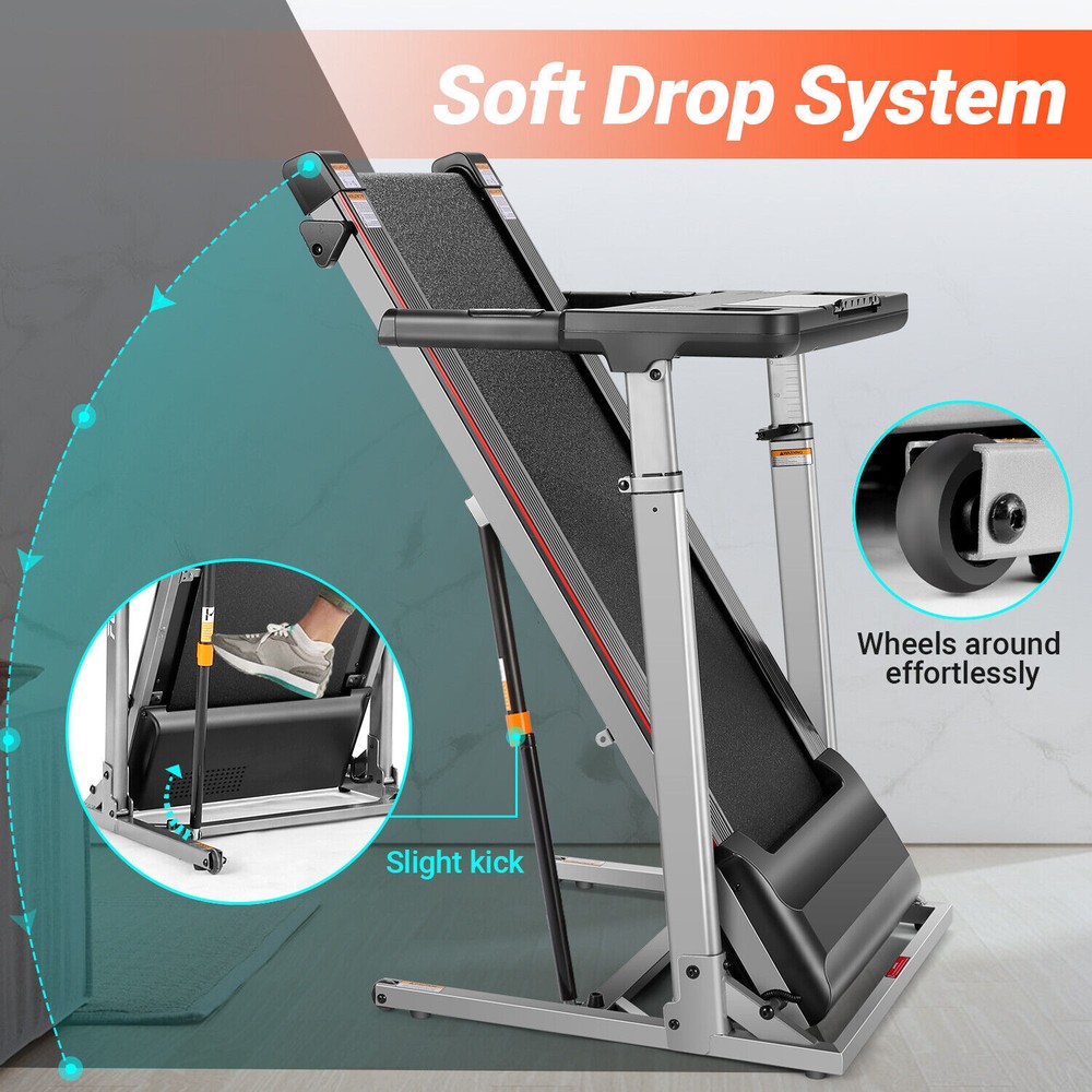 26.2*11in Running Treadmill Adjustable Height Treadmill Machine w/Large Desktop