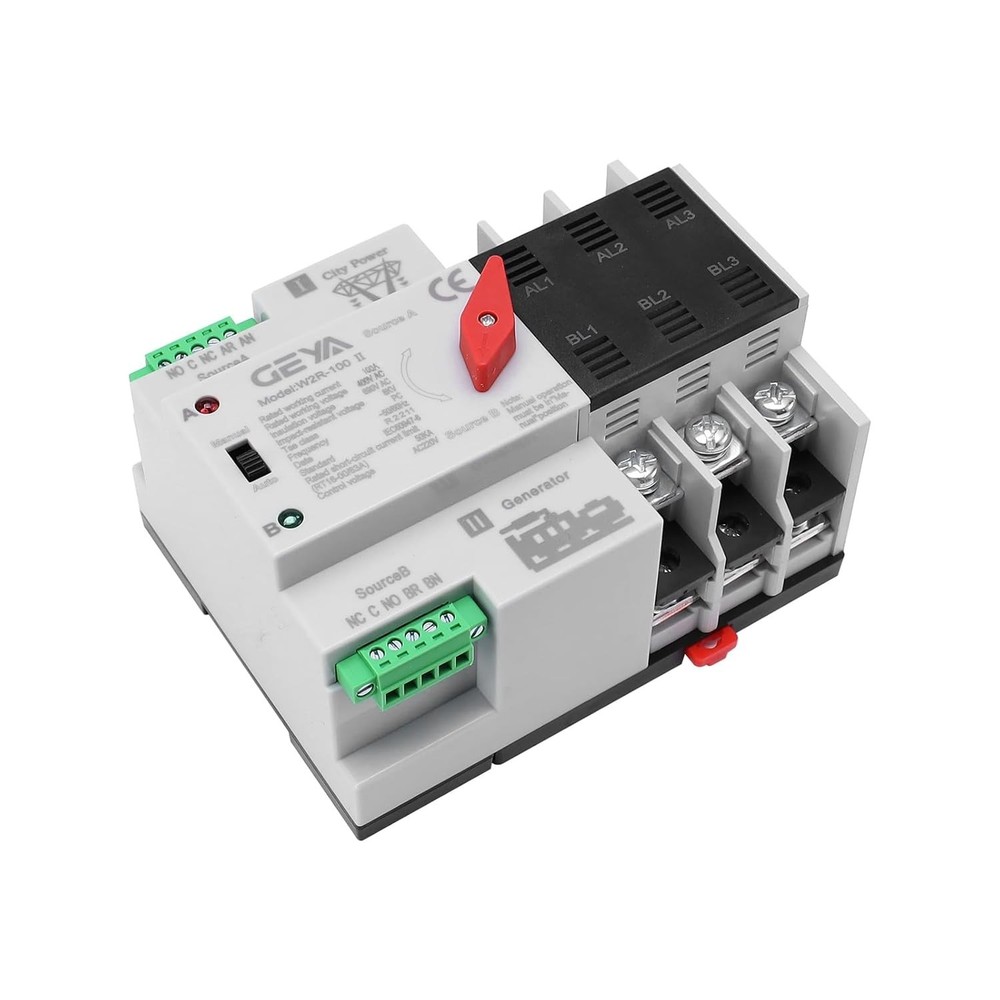 Compact 3-Pole Automatic Transfer Switch 100A for Home or Generator Use