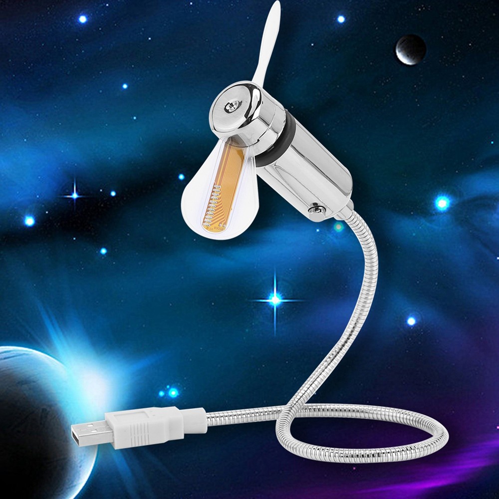 Mini Flexible Fan with Adjustable Neck Durable Soft Blades LED Programmable WT