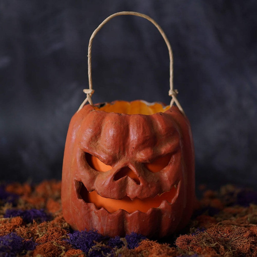 Orange Scary Face Pumpkin Bucket