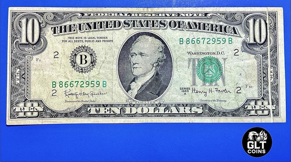 ERROR ✦ 1963B $10 Federal Reserve Note ✦ Gutter Fold Over Error Note, Very Rare!