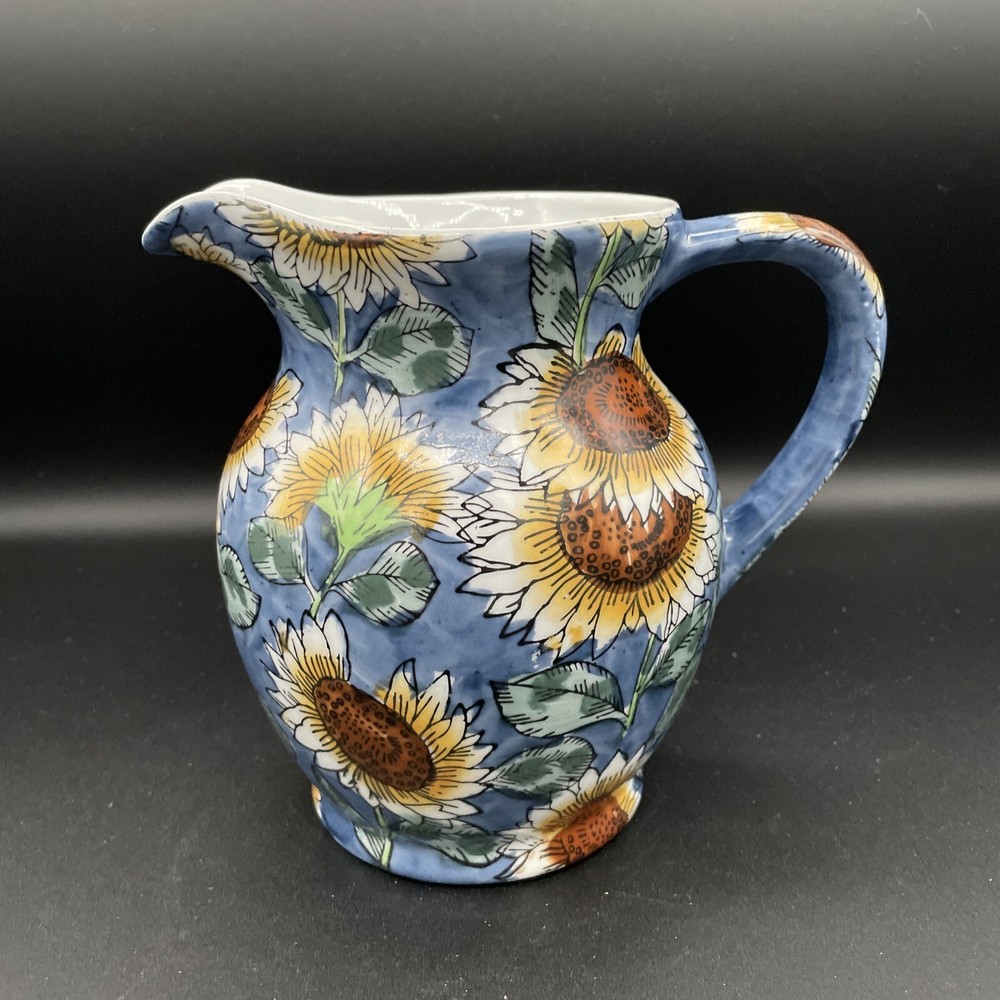 Vintage Holland Sunflower Pitcher with Handle