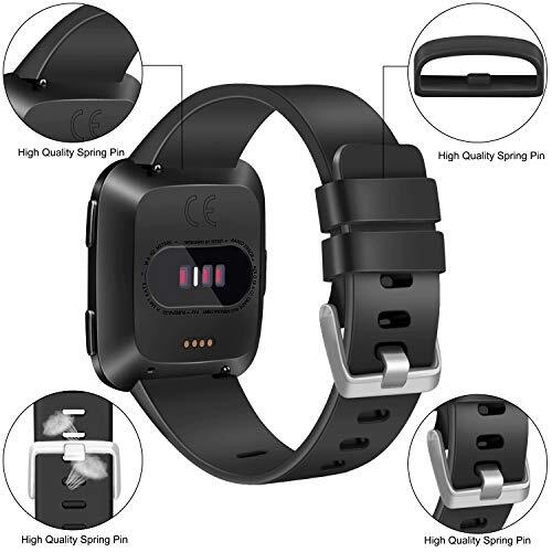 PACK 3 Soft Silicone Bands for Fitbit Versa 2 / Versa/ Small Black+Blue+Grey
