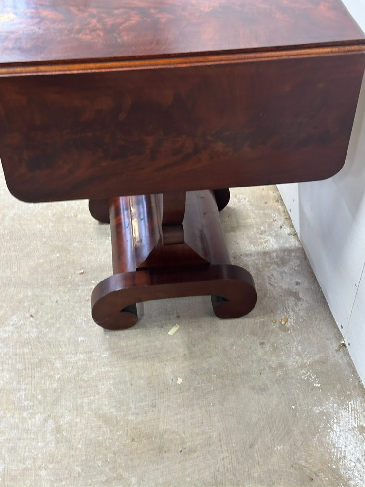 antique flame mahogany table empire classical drop leaf work night stand