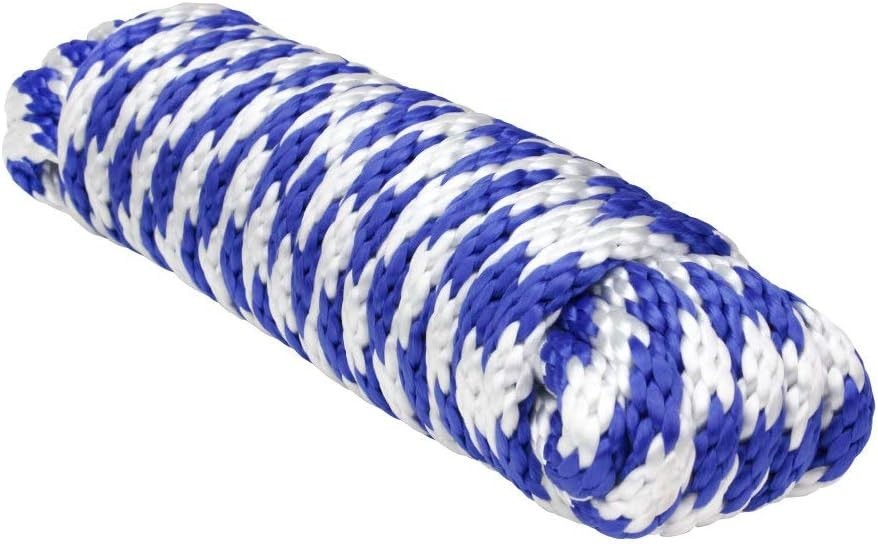 Multi-Use Solid Braid Utility Rope - 1/2" x 100', Blue/White