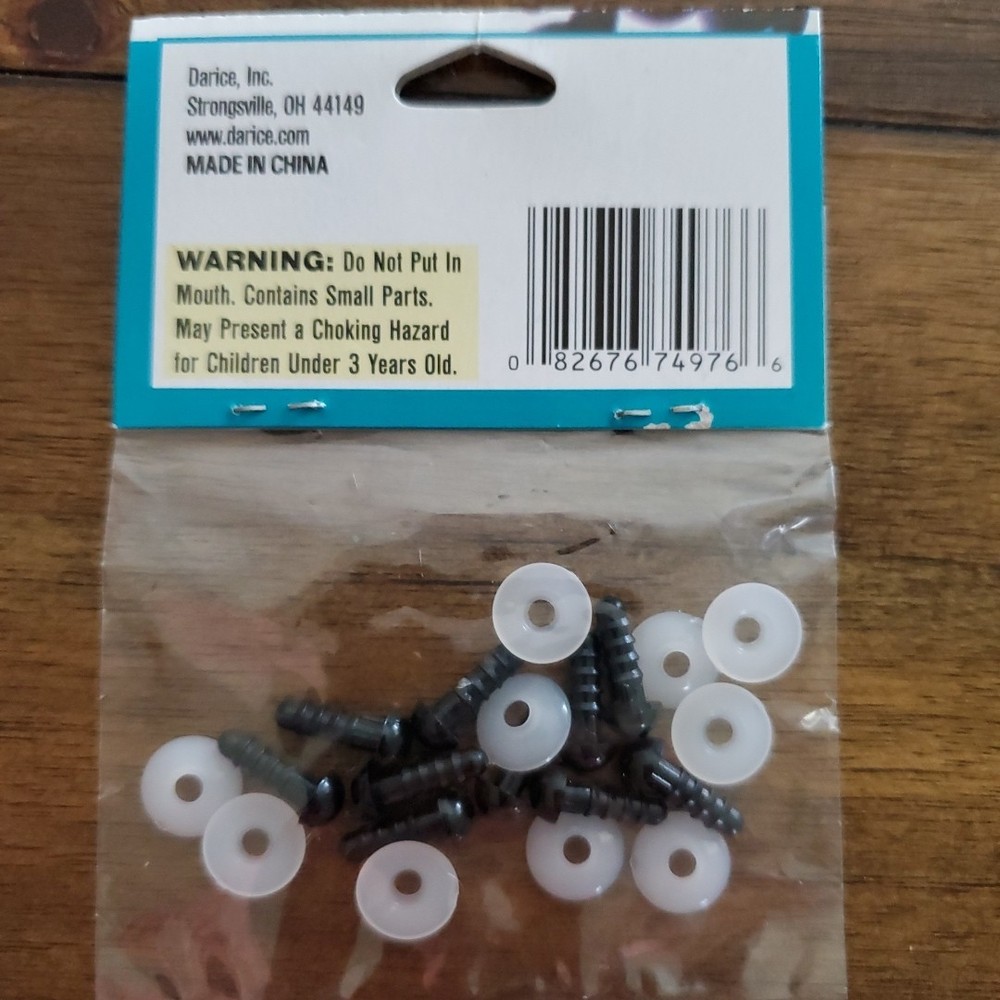 Darice Solid Black Eyes 6 mm Shank Back 10 Pieces