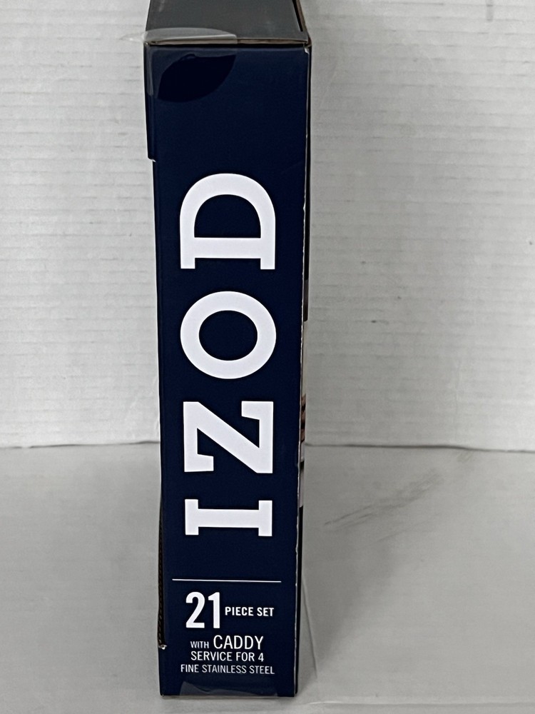 New Flatware Izod w/Caddy Fine Stainless Steel Pattern Handle 21pc Modern Glossy
