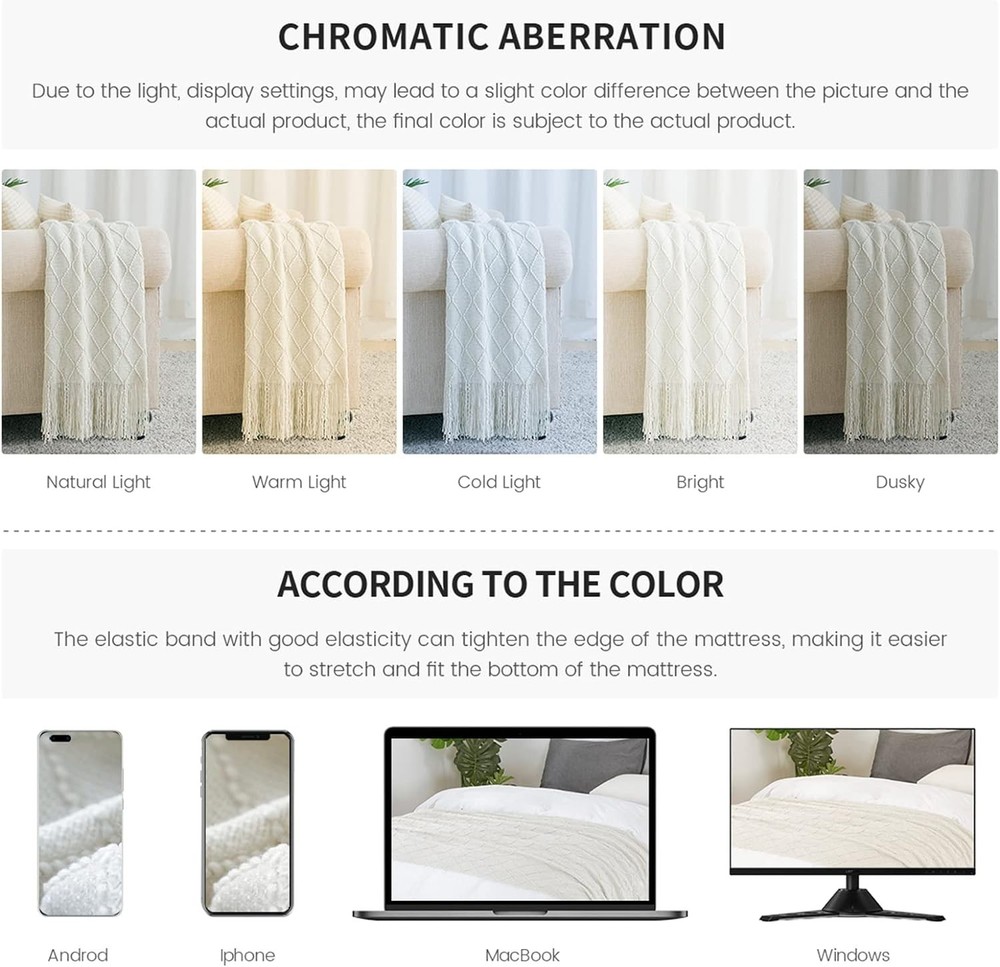 Beige Throw Blanket 50x60 Inches Throw Textured Solid Soft Sofa Couch Decorat...