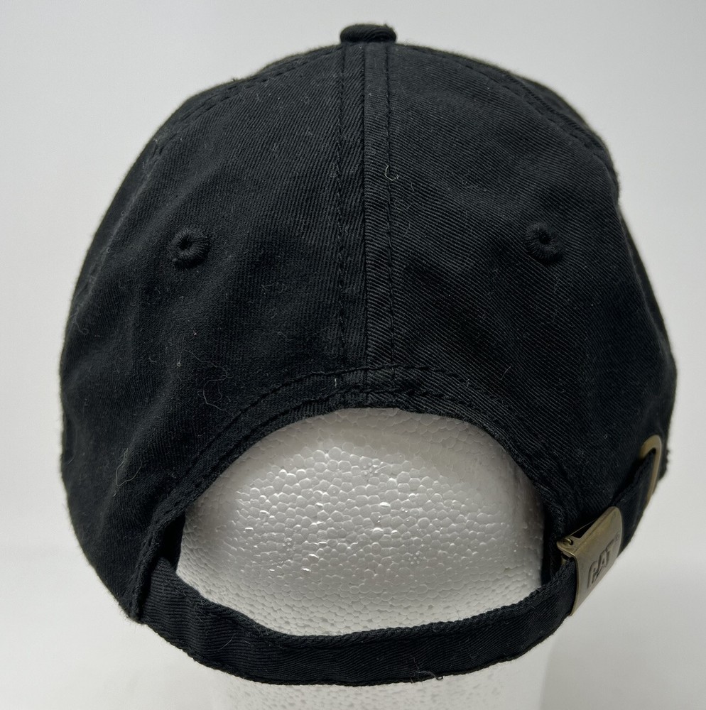 CAT Caterpillar Tractor Strapback Hat /Cap Black/White/Gold Mens Adjustable