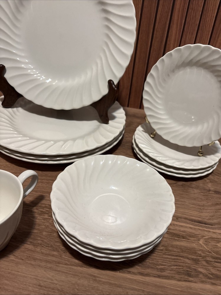 16-Piece Sheffield Bone White Dinnerware Set: Service for 4, Vintage Ironstone