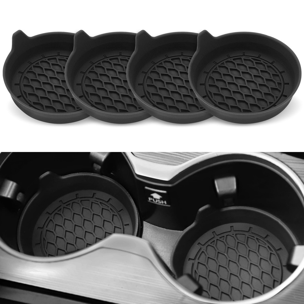 SINGARO Car Cup Holder Coaster, Silicone Insert, Universal Black