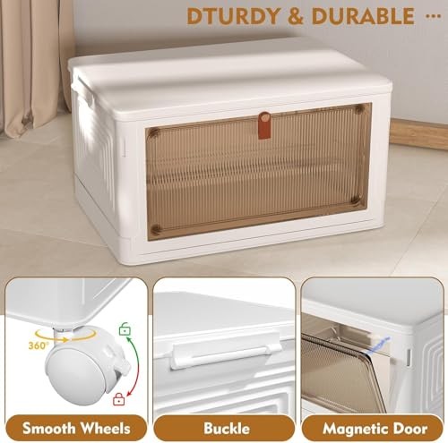 4 Tier Plastic Storage Bins with Lid 23QT, Stackable Storage 4-Tier 23QT White