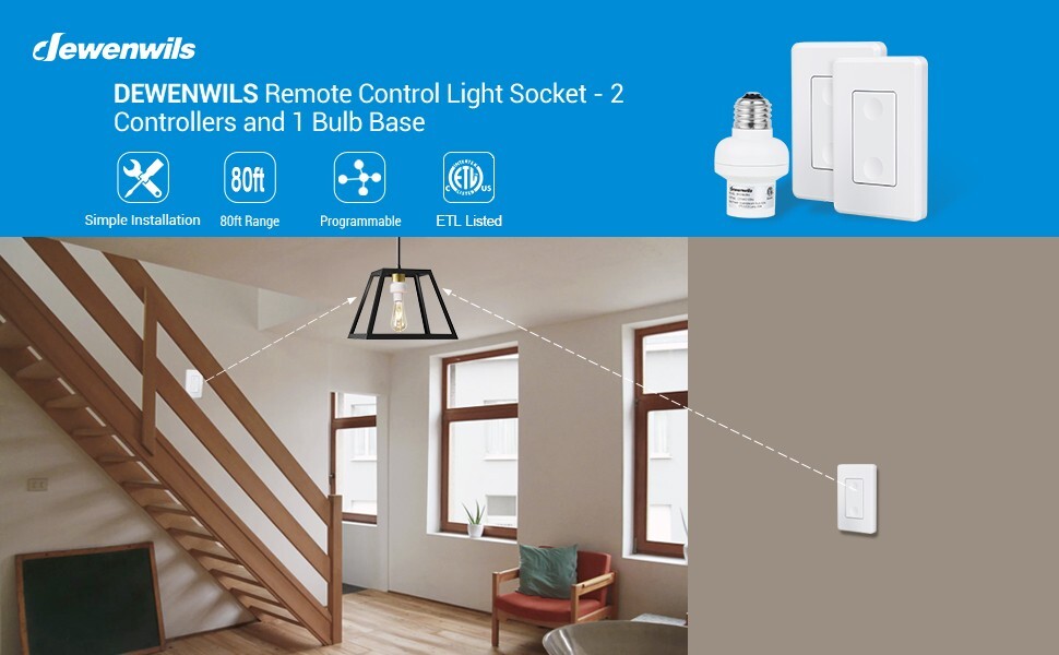 DEWENWILS Wireless Remote Control Light Socket Light Switch for Light Fixtures