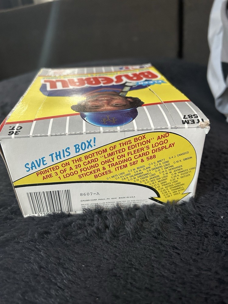 1989 Fleer Baseball Unopened Wax Box Case Code #90342
