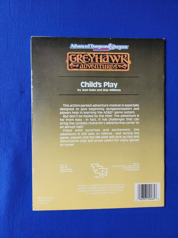 AD&D Child's Play Adventure Module - Greyhawk Adventures 9265