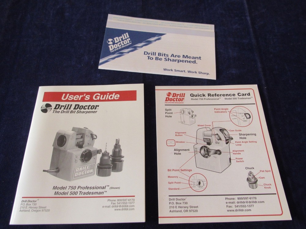 Drill Doctor Drill Bit Sharpener User's Guide &  Reference Card Lot of 3 C470