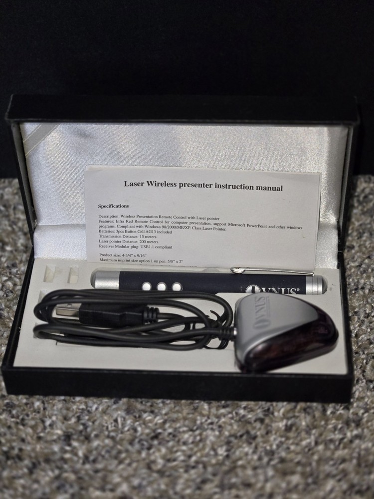 Used VNUS Wireless Laser USB Representation Remote Pointer In Case UNTESTED