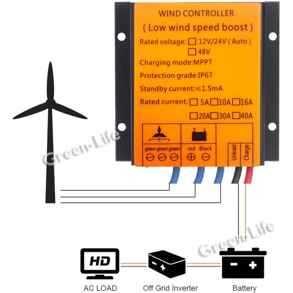 MPPT Waterproof Wind Generator Boost Charge Controller 12/24V Charging Regulator