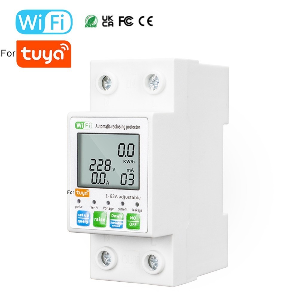 For Tuya Smart Reset Protector Switch Current Breaker Meter AC80-300V