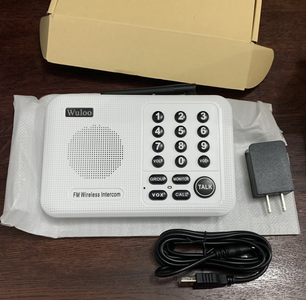 Wuloo 5280ft Range FM Wireless Intercom System for Home Offices Intercom, white
