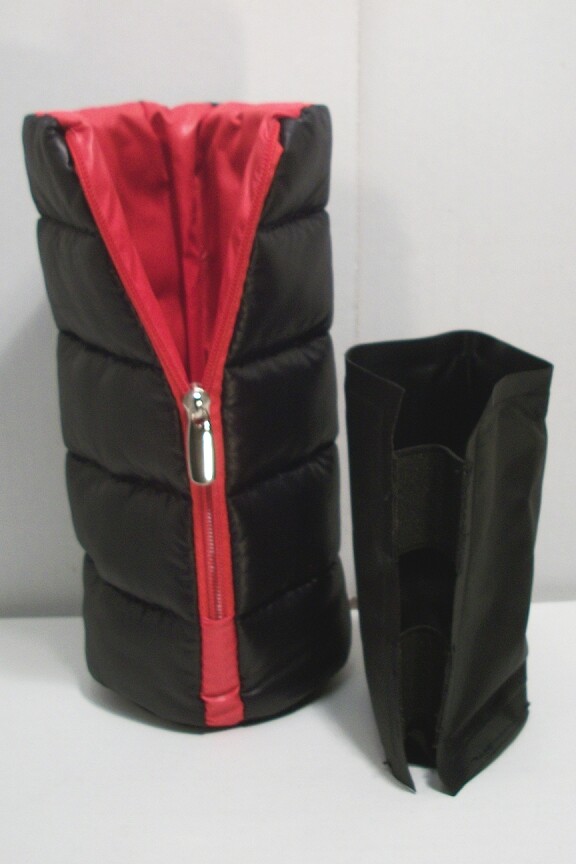 Zip Front Wine Bottle Travel Bag | BLACK/RED