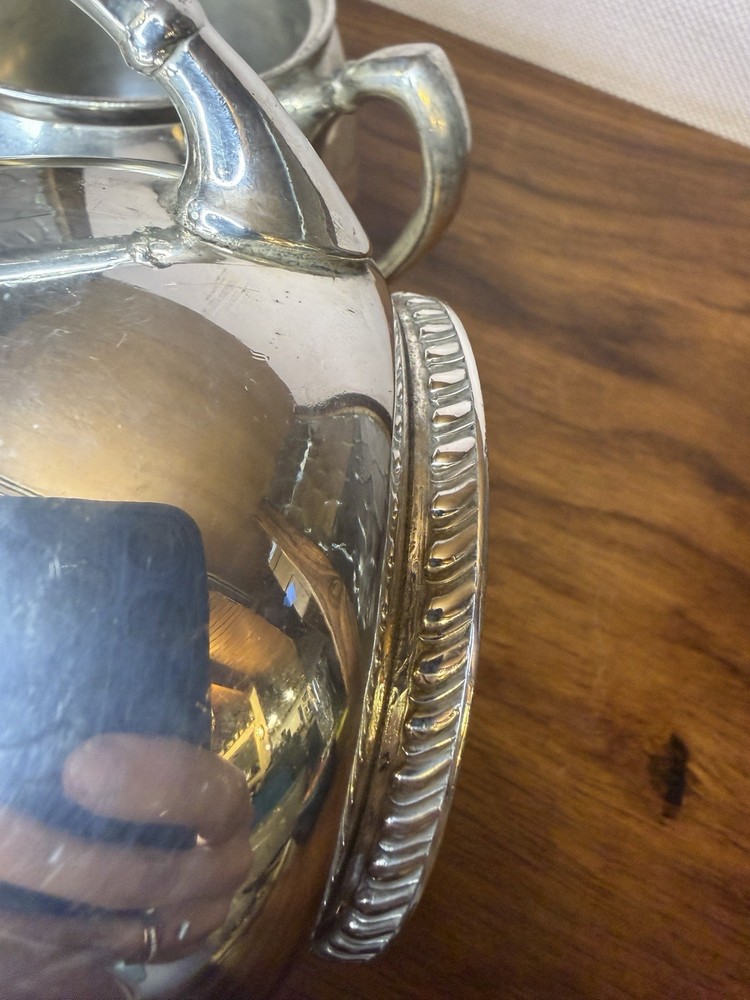 Rare 1951 Reed & Barton Silverplate 3150 Stackable Sugar & Waste Bowl Set