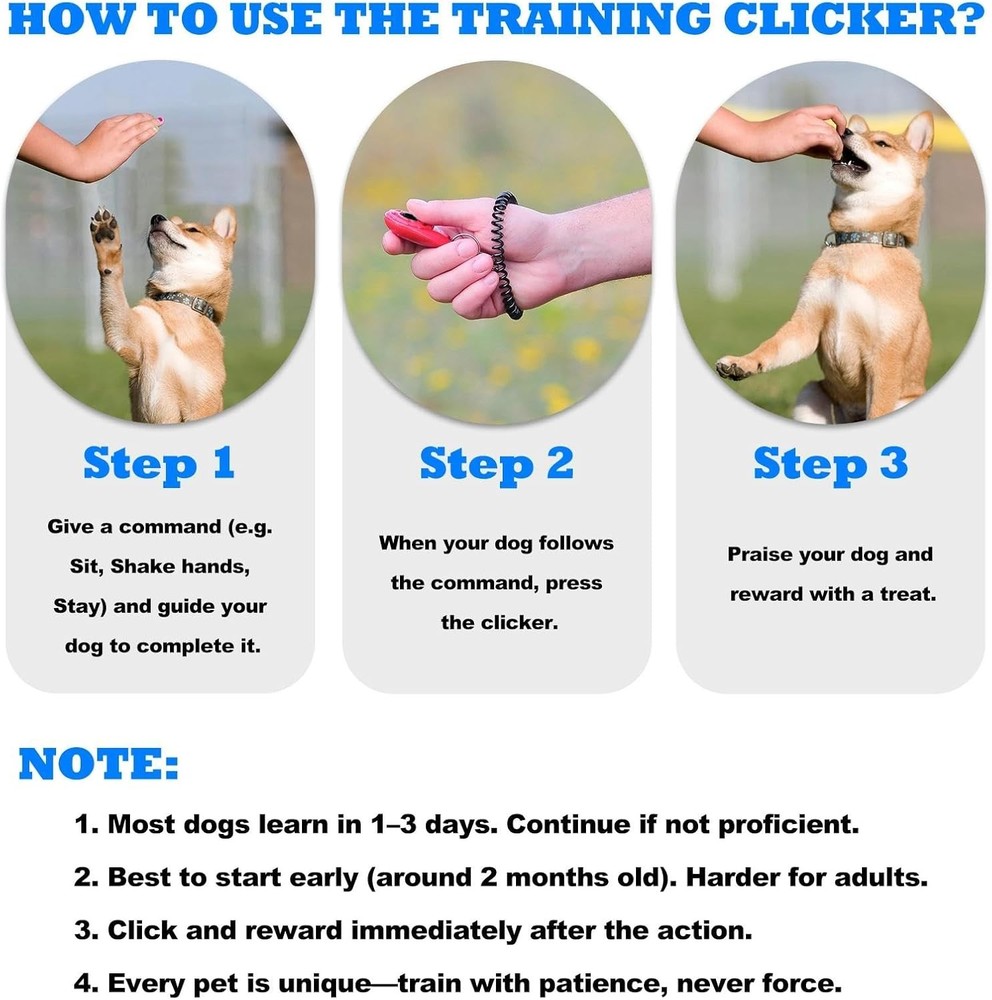 ABSONE Pet Training Clicker Wrist Strap 2 Pack Set