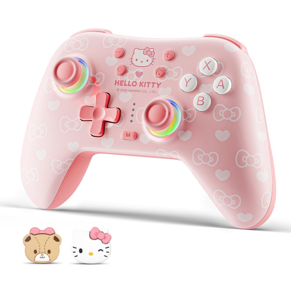 Pink Switch Controller,Hello Kitty Hall Effect Controllers Wireless for Switc...