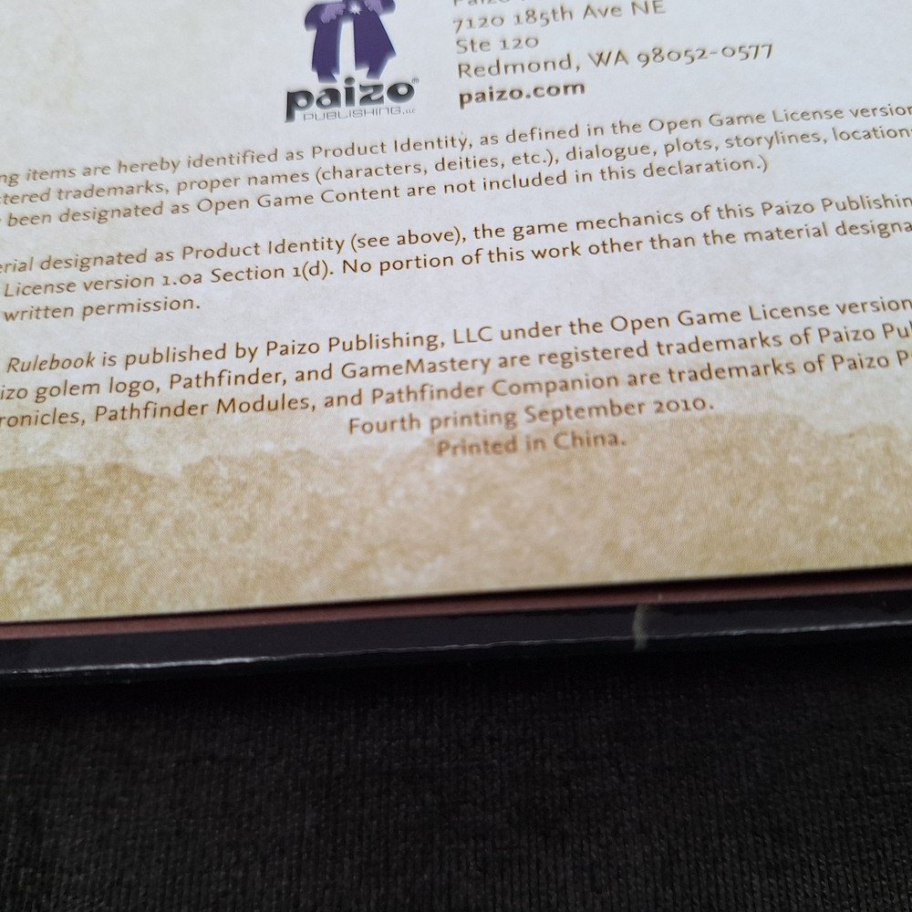 Pathfinder 4th Print Core Rulebook Hardcover