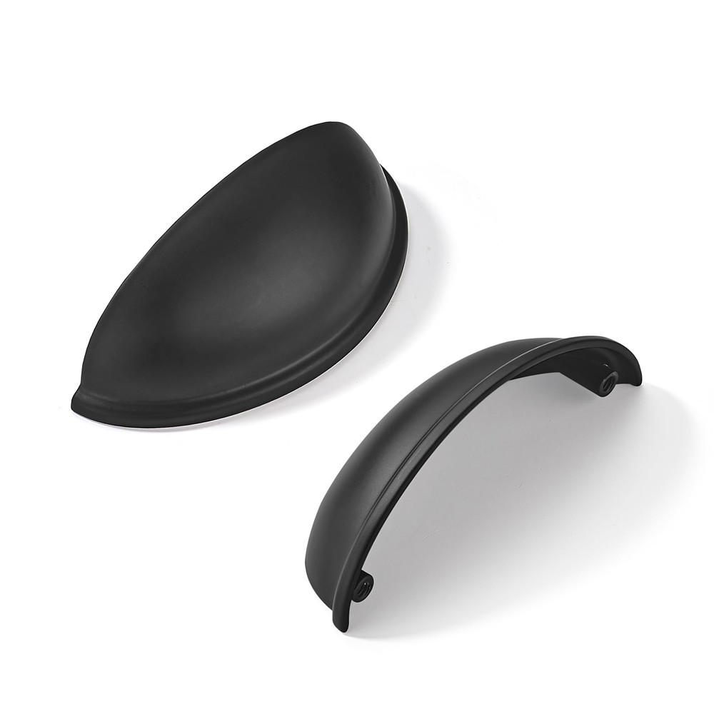 10 Pack 3" Drawer Pulls Matte Black Cabinet Cup Pulls Kitchen Hardware Cabine...