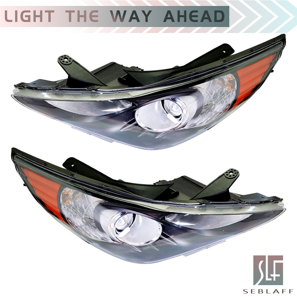 For Hyundai Sonata 2011-2014 Projector Headlights Assembly Pair Black Housing