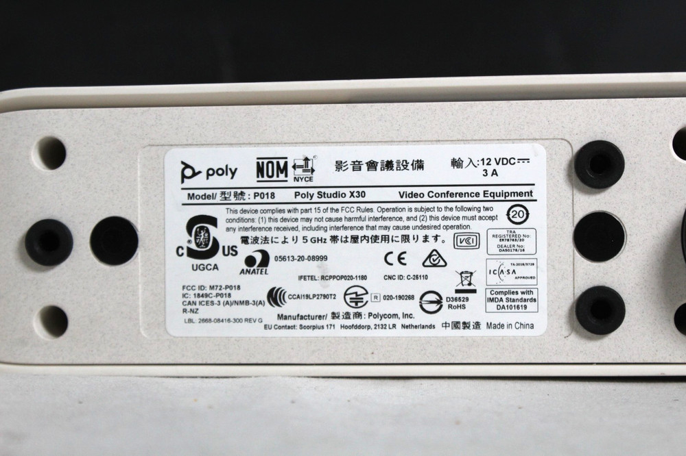 Poly Studio X30 Video Conferencing Camera - No Stand / Front Panel