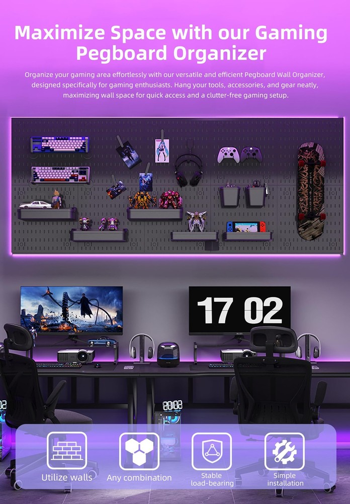 Zestify Revamp Your Space With A Versatile Pegboard Kit - Medium, Black